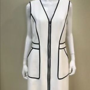 Armani Exchange white dress black leather trim